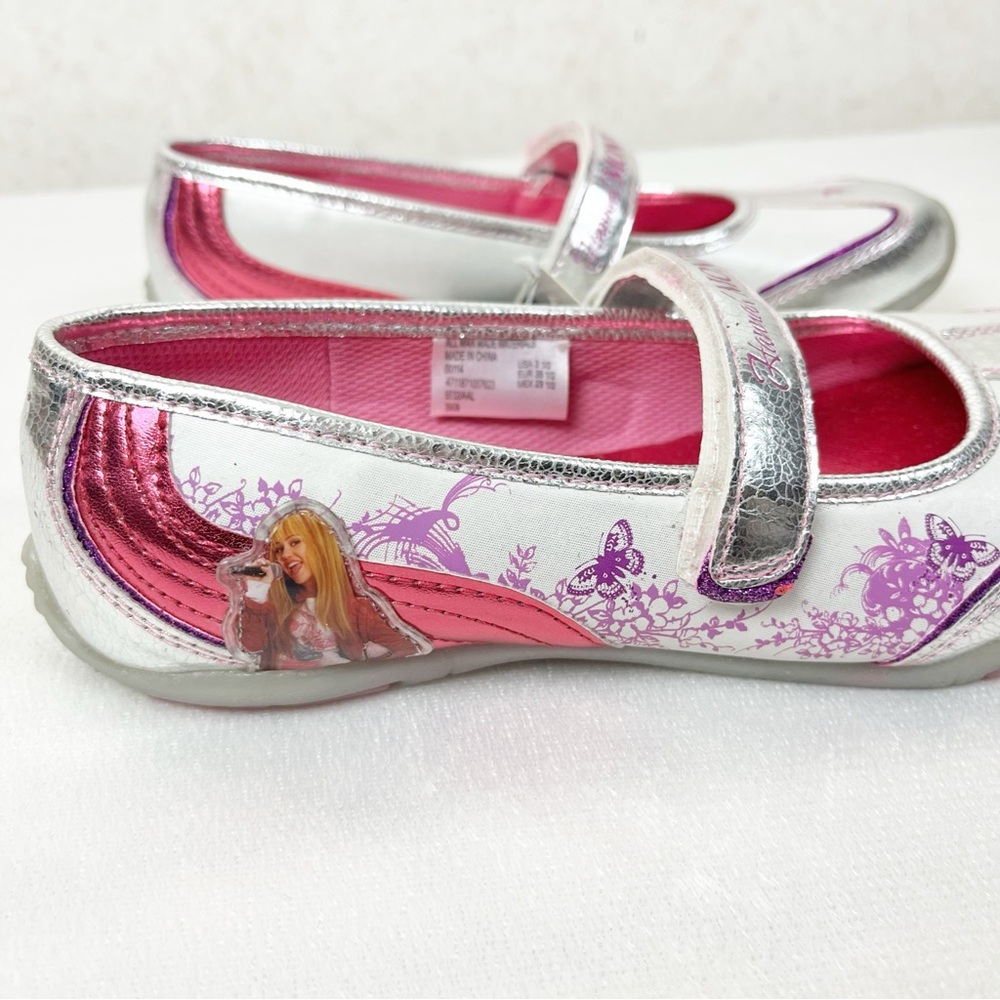 2000’s Disney Hannah Montana Girls Mary Jane’s NWT Butterfly Floral Pink Silver - Picture 4 of 15